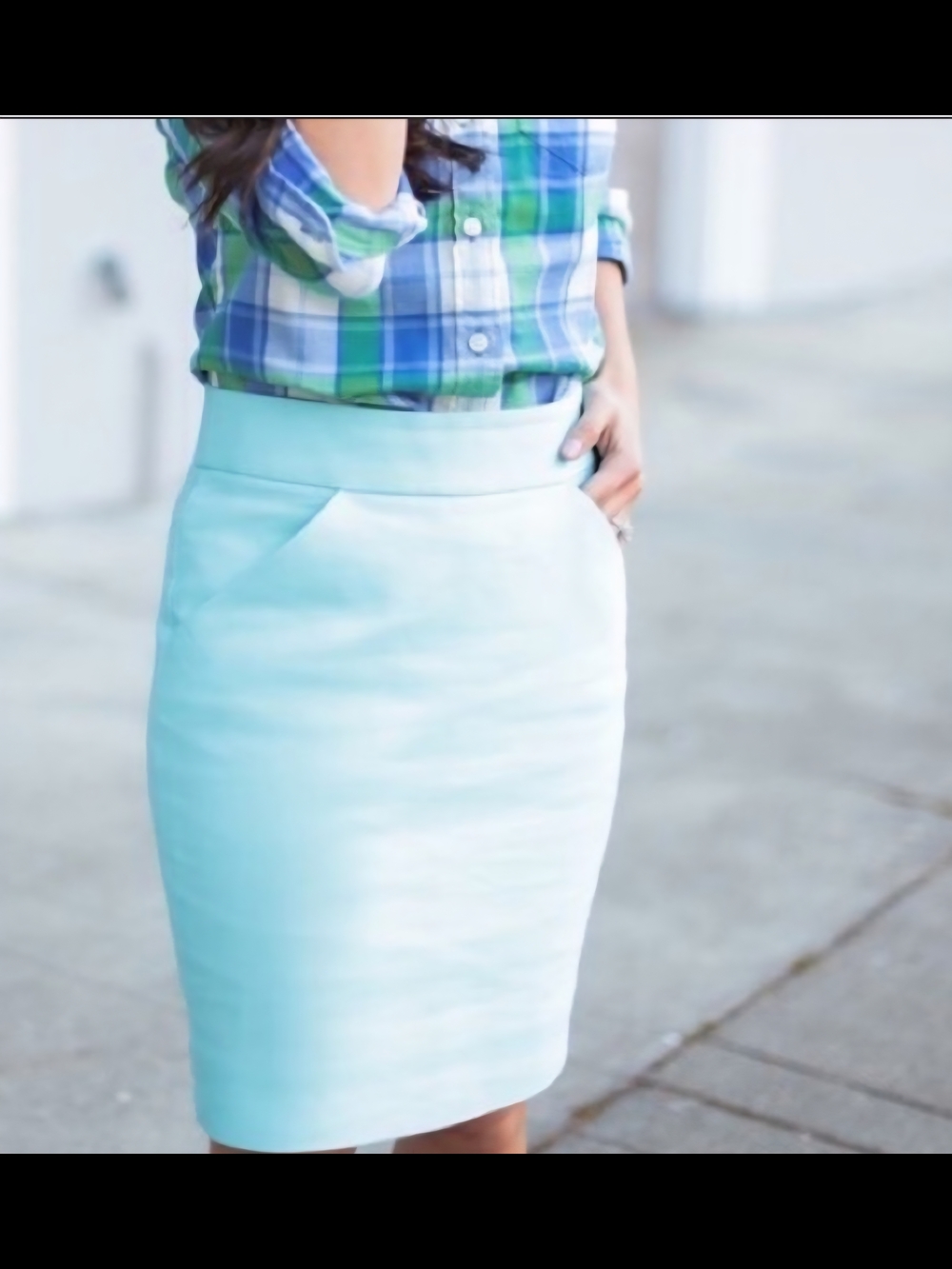 J. Crew Mint Blue Pencil Skirt